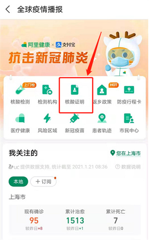 支付宝怎么查核酸检测报告